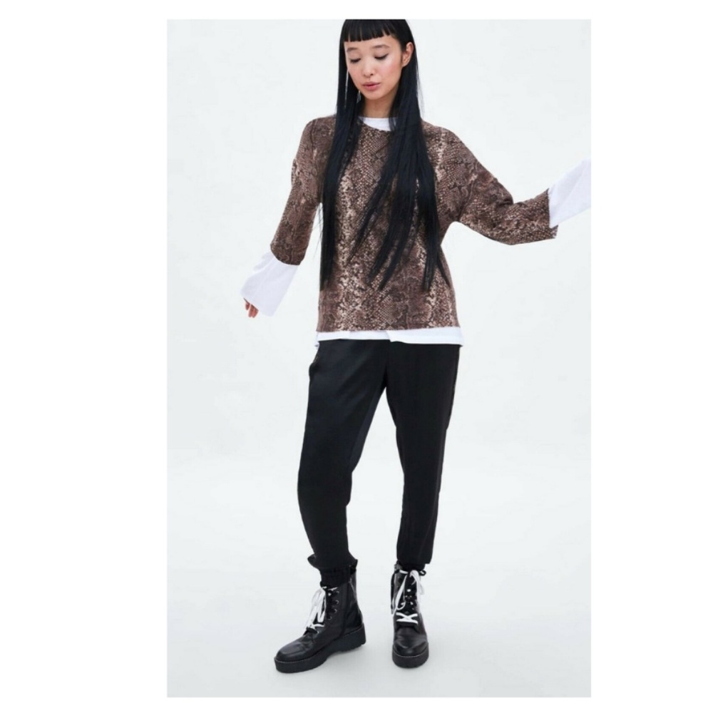 Zara Snakeskin Soft Touch T-Shirt Sz Small NWT